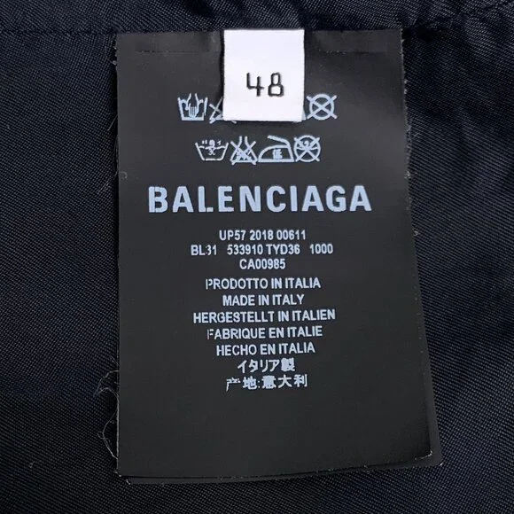 Balenciaga Black Logo Print Stand Collar Zip-Up Cotton Jacket